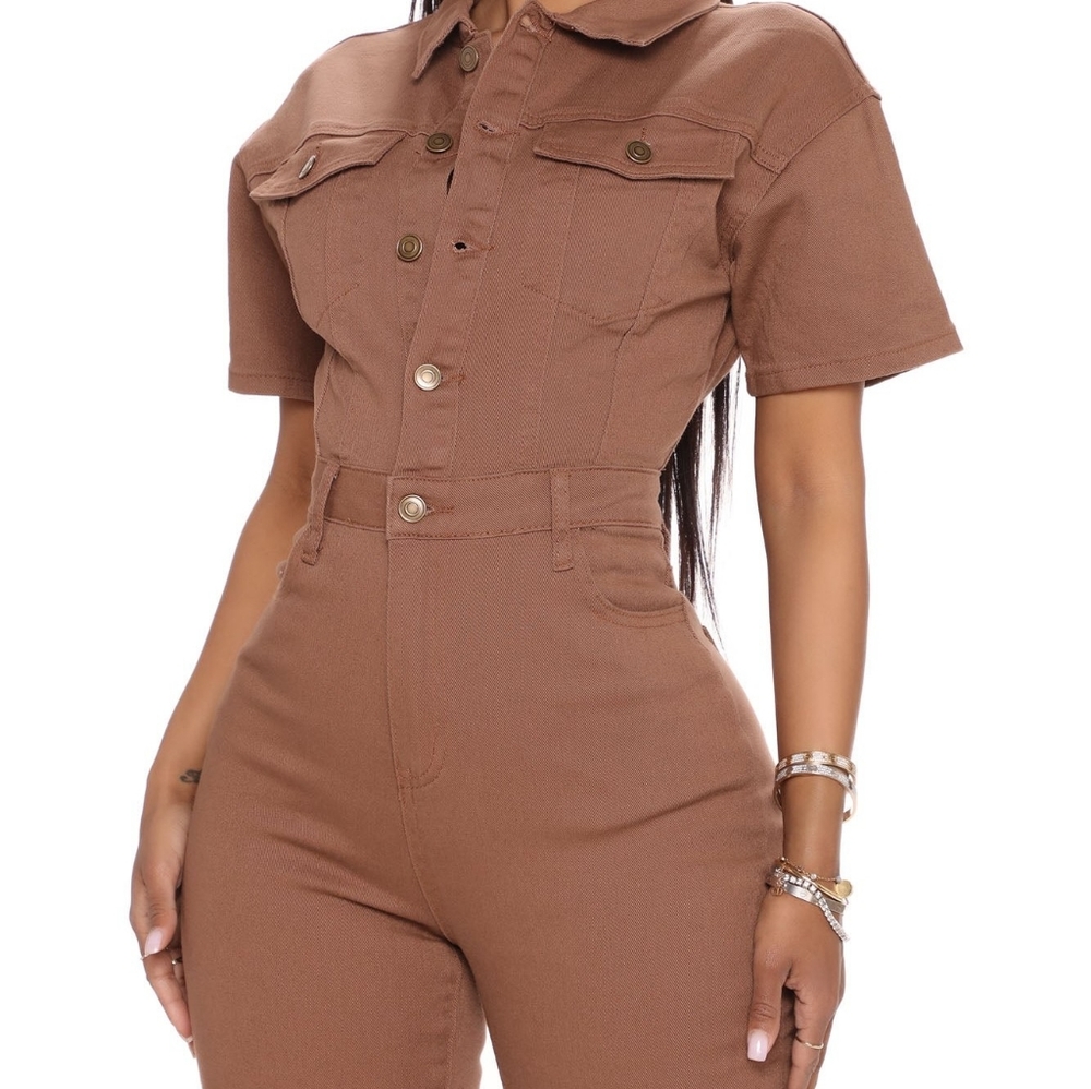 Denim Solid Jumpsuit Fn - image 2